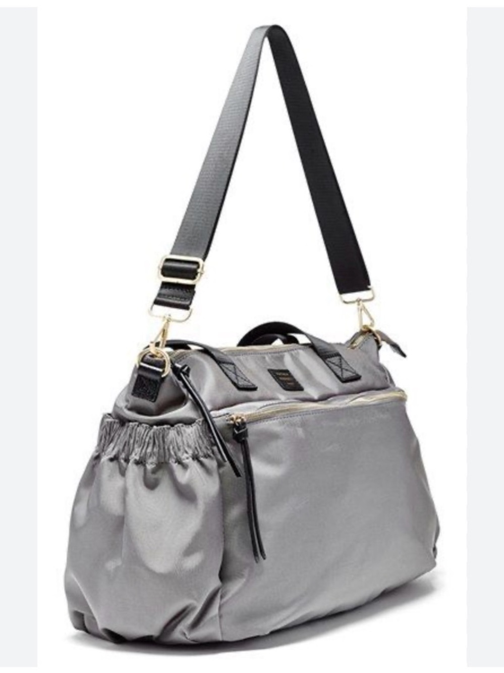 Hayden Harnett Voyager Gray Nylon Convertible Travel/Gym Bag with leather trim